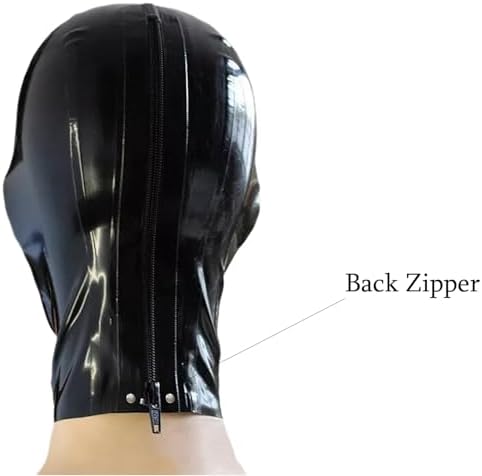 IOKUKI Latex Hood Mask with Open Eyes and Mouth Handmade,Latex Rubber Mask with Back Zipper Themed Party Accessories