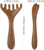 Wooden Foot Massage Rake with Handle - 5.7in Manual Deer Antler Massager Tool 6 Claw Sandalwood Wide Tooth Comb for Scalp Feet Family Travel Acupressure Blood Circulation Fatigue Relief