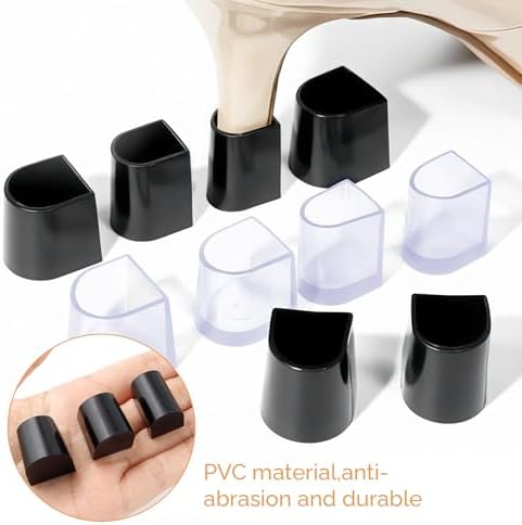 High Heel Protectors Heel Caps, 10 Pairs Clear Heel Covers for High Heel Shoes Anti Slip Noise Reducing U Shape Heel Stoppers Stiletto Tip Protectors for Weddings Grass Gravel Outdoor Use