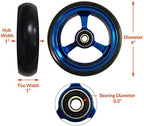 RIANTWHEEL, 4 X 1.0 inch, Solid, PU Wheels, Wheelchair Casters, Aluminum Rim, one Pair (Blue)