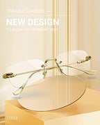 TERAISE Frameless Metal Reading Glasses for Men/Women Blue Light Blocking -Rimless Fashion Comfortable Computer Eyeglasses