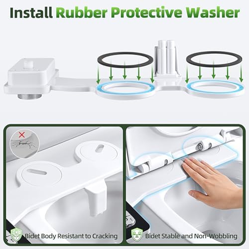 SAMODRA Bidet Attachment, Non-Electric Cold Water Bidet Toilet Seat Attachment with Pressure Controls, Retractable Self-Cleaning Dual Nozzles for Frontal & Rear Wash - Black