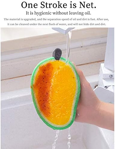 WishLotus 4Pcs Dish Cleaning Sponges, Cute Fruit-Shape Thickened Kitchen Sponge, Multifunctional Wipe Decontamination Lightweight Cleaning Dishes Sponge Washing Dishes Kitchen Tool