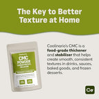 Coolinario Carboxymethyl Cellulose - CMC Powder - Tylose Powder (4 Oz) Food Grade Thickener & Stabilizer for Baking, Beverages & Ice Cream | Improves Texture & Viscosity | CMC Para Helados