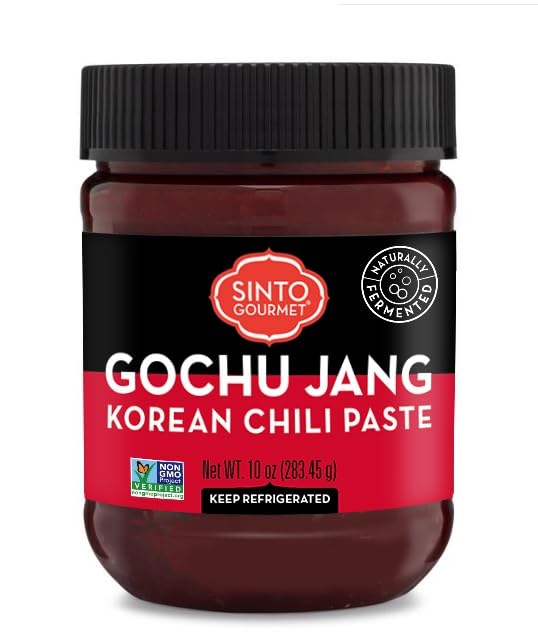 Sinto Gourmet Gochujang, Korean Red Hot Chili Paste, Sauce, Condiment, Gluten Free, No Added Sugar, Vegan, No Preservatives, non-GMO, No Soy, 10 oz :