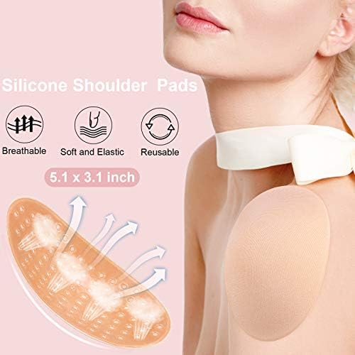 WILLBOND 4 Pairs Women Shoulder Pads Push up Soft Adhesive Silicone Anti Slip Enhancer Shoulder Pads for Women Clothing(Flesh Color, Transparent Flesh Color)