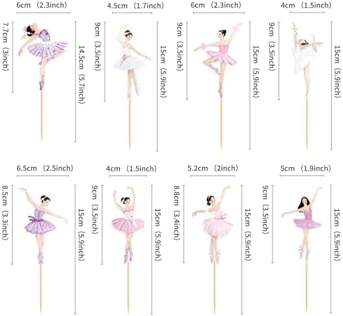 Ballerina Cupcake Toppers,24 PCS Ballerina Cake Topper,Ballerina Birthday Party Decorations