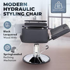 Buy-Rite Carlton Reclining All-Purpose Salon Chair, Professional Hydraulic Styling Chair for Hair, Barber, Shampoo, Threading, Waxing, Adjustable Headrest, 550 lb Lift, Black, YLG-166