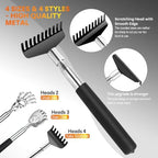 Oversized Back Scratcher Gift Set, 4 Pack Portable Extendable Stainless Steel Telescoping Massage Tool, Gift/Stocking Stuffers for Men Women
