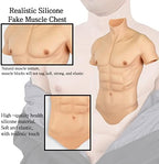Silicone Muscle Chest Realistic Fake Muscle Male Chest Half Body Suit for Cosplay Halloween Props