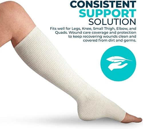 Tubular Compression Bandage Size C (2.65” x 33 ft) – Elastic Stockinette Support Sleeve for Small Knee, Elbow, Forearm, Calves, Full Arm Cut-to-Fit, Washable Reusable, No Tape – Plus Medical Scissors
