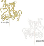 Gold Glitter Happy 14th Birthday Cake Topper - 14 Anniversary/Birthday - Hello 14, Cheers to 14 Years,14 & Fabulous Cake Topper Party Decoration