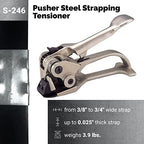 IDL Packaging S-246 Deluxe Pusher Tensioner for 3/8" to 3/4" Steel Strapping - Perfect for Both Round and Flat Packages - Heavy-Duty Steel Strapping Tool with Long Service Life