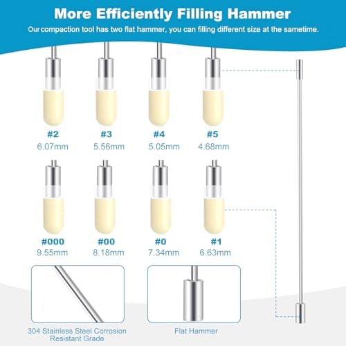 10 Pcs Capsules Filling Machine Tray Kit for Empty Gel Size #000 to #5 -Powder Tamper/Lab Scoops/Micro Funnels/Capsule Holder Maker Tools for Home & Lab Supplies