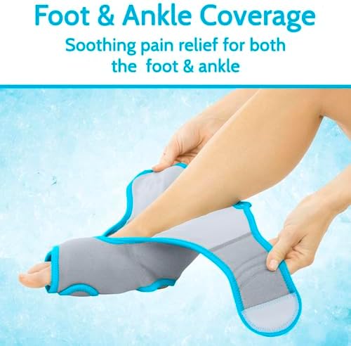 Vive Ankle Ice Pack Wrap - Foot Cold/Hot Compression Brace - Adjustable Freeze Support for Cooling/Heating Achilles Injuries, Tendonitis, Plantar Fasciitis, Sore Feet, Inflammation, Muscle Sprain