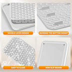 Plastics Drain Tray, Cup & Dish Drying Rack, Drain Board 2 Tier Non Slip Serving Tray with Drainboard Perfect for Sink, Coffee Table, Outdoor (15.4 x 10 x 0.98 in)