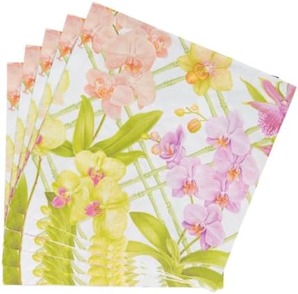 Caspari Orchid Conservatory Dinner Napkins - 20 Dinner Napkins per Pack, 2 PACKS