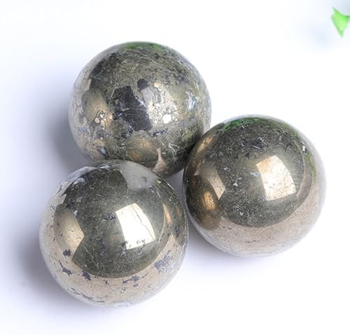 Natural Pyrite Crystal Sphere 1.6" (40mm) - Healing Gemstone Ball for Meditation, Feng Shui, Home Office Decor | Witchcraft Divination Crystal