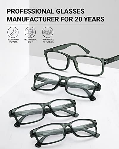 LUFF Unbreakable Reading Glasses for Women,4PCS Blue Light Blocking Reading Glasses Men,Comfortable Spring Hinge Readers