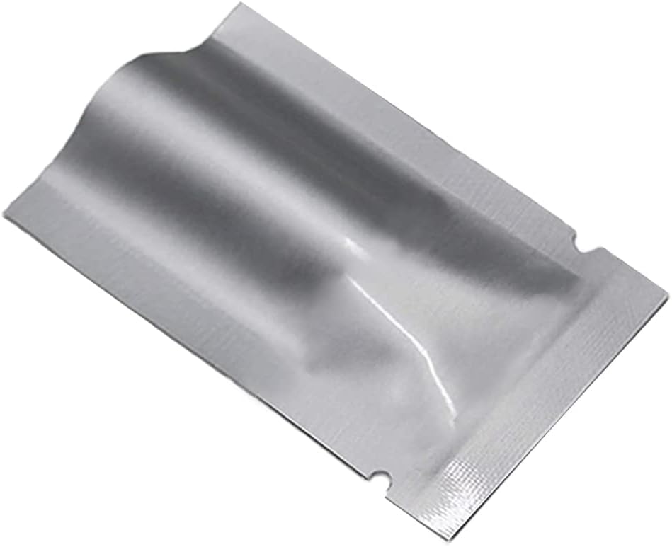 100 Pack 2.36x3.54 inch Silver Mylar Bags Pure Aluminum Foil Flat Food Storage Bag 3.9 Mil Open Top Heat Seal Vacuum Pouch for Coffee Beans Candy