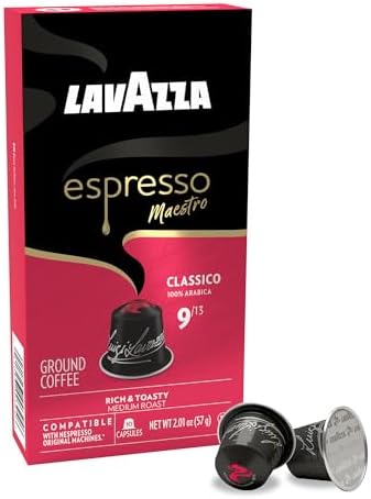 Lavazza Espresso Maestro Classico Aluminum Capsules Compatible with Nespresso* Original Machines, Medium Espresso Roast, 100% Arabica (60 Capsules)