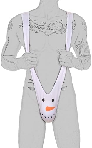 Evankin Christmas Gag Gift Men Novelty Funny Underwear with Bells Mankini Costume Sexy Bodysuit Strap Thong