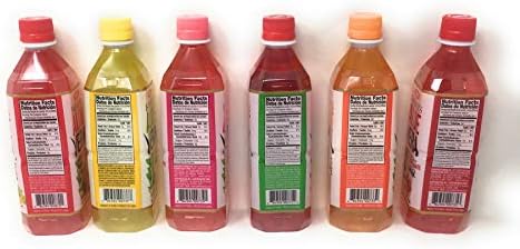 OKF Aloe Vera Drink in 16.9 Ounce Bottles (6 Flavor Variety Pack with Fruit Punch, 12 Pack)