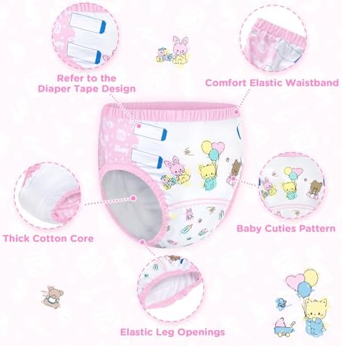LittleForBig Soft Silky Underwear Comfortable Washable Reusable Waterproof Adult Training Pants - Baby Cuties S