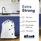 Plasticplace Custom Fit Trash Bags | Compatible with Simplehuman (x) Code N | (200 Count)│White Drawstring Garbage Liners 12-13 Gallon / 45-50 Liters│22.5" x 31.5"