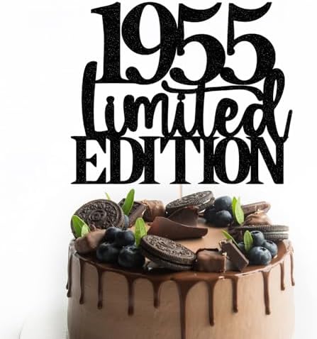 Limited EDITION 1955 cake topper 71th birthday happy birthday cake topper men and women cheer 71 years old handmade black glitter cake decoration (1955)