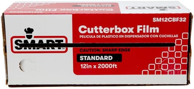SMART Clear Cling Film Wrap with Cutterbox, SM12CBF32, 12" x 2000' x Standard 32 Gauge | 1/Each