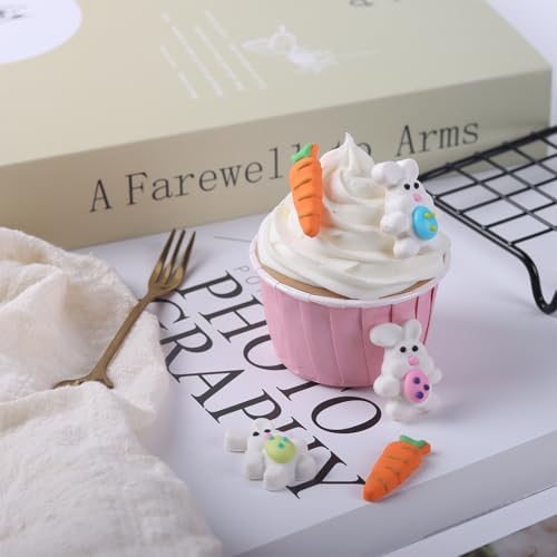 Sentovac 12 Pcs Easter Bunny Carrot Icing Decoration Edible Candy Dessert Easter Sprinkles DIY For Cookie Cake Cupcake Topper Icing Frosting Decoration Supplies