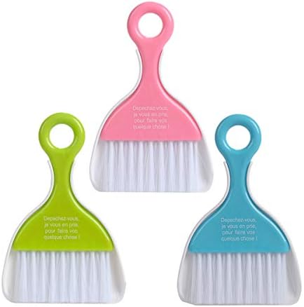 Saim Mini Dustpan and Brush Set, Kids Hand Broom and Dust Pan for Cleaning Table Countertop Keyboard Pets Hair and Small Messes Colour Random, Set of 4
