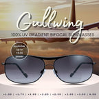 proSPORT Aviator Bifocal Sunglasses +2.50 Black Gunmetal Frame Smoke Lens Bifocal for Men and Women