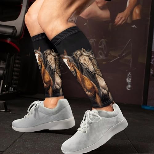 FUSRIRE Horse Leg Sleeve for Men Women Animal Print Leg Compression Sleeves Set of 2 Leg Warmers Covers Leg Compression Socks Calf Support Sleeves Sports Accessories