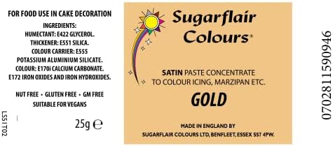 Sugarflair Satin Paste Concentrated Edible Food Colouring Gel Paste - Gold