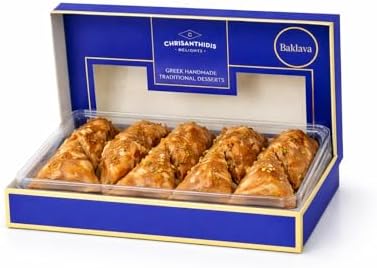 Chrisanthidis Delights Greek Baklava Traditional Syrup Dessert with Nuts – Authentic Mediterranean Dessert – Handmade Greek Sweet – Net Weight 580g (20.5 oz)