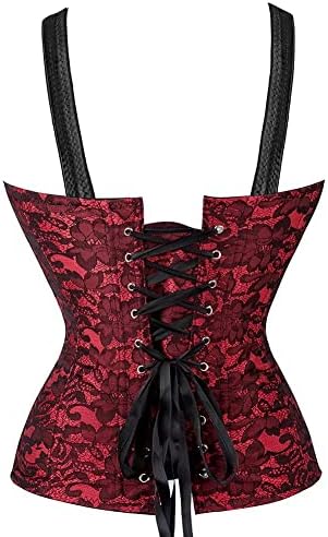 Corset Tops for Women Bustier Strap Zipper Gothic Vest Plus Size Black