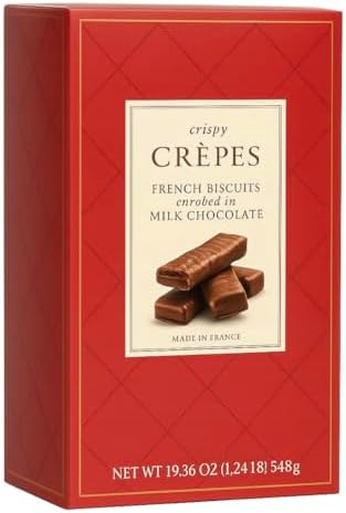 Gourmet French Crepe Cookies in Milk Chocolate | Crispy European Biscuit Gift Box | Elegant Holiday, Christmas & Special Occasion Treat | 19.36 oz