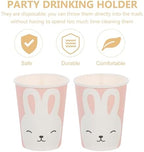 NUOBESTY Party Paper Cups Disposable 9oz Rabbit Cartoon Paper Drinking Cups 8pcs Portable Picnic Festival Supplies for Outdoor Gatherings and Birthday Parties