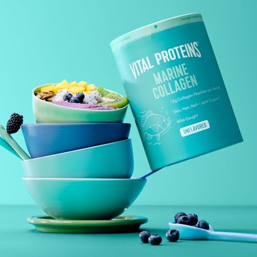 Vital Proteins Marine Collagen Peptides Powder Supplement for Skin Hair Nail Joint - Hydrolyzed Collagen - 12g per Serving - 7.8 oz Canister