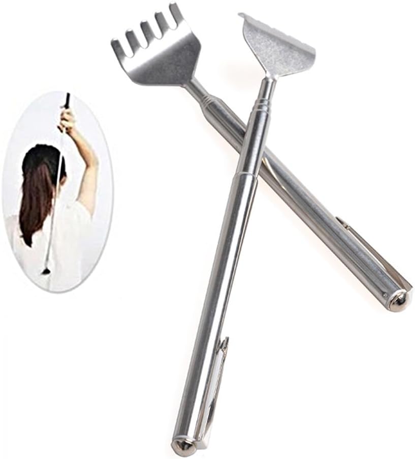 2 Pack Telescoping Back Scratcher for Adults, Metal Extendable Backscratchers with Retractable Handle, Telescopic Collapsible Back Scratcher Portable for Home Office Travel Itch Relief