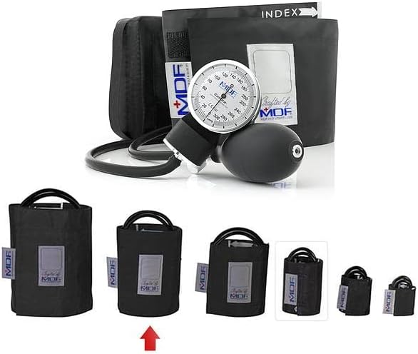 MDF Instruments, Calibra Aneroid Premium Professional Sphygmomanometer + MDF® Latex-Free Large Adult Replacement Blood Pressure Monitor Cuff - Double Tube