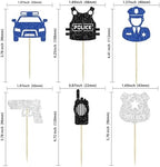 Gyufise 24Pcs Police Cupcake Toppers Glitter Policeman Police Officer Cupcake Picks Police Cake Decorations for Police Emblem Theme Birthday Party Cake Decor Supplies