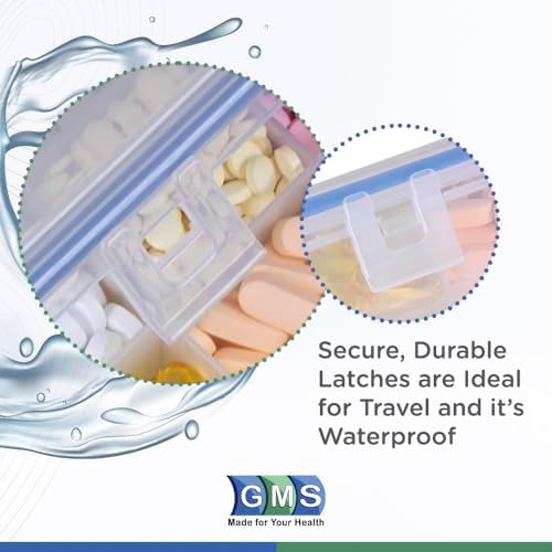 GMS 12 Compartment Vitamin Pill Organizer - Large Size Suitable for Multiple Supplements & Tablets - Safe, Secure Design with Easy Locking Lid - Medicine Cabinet Organizer & Ideal for Travel