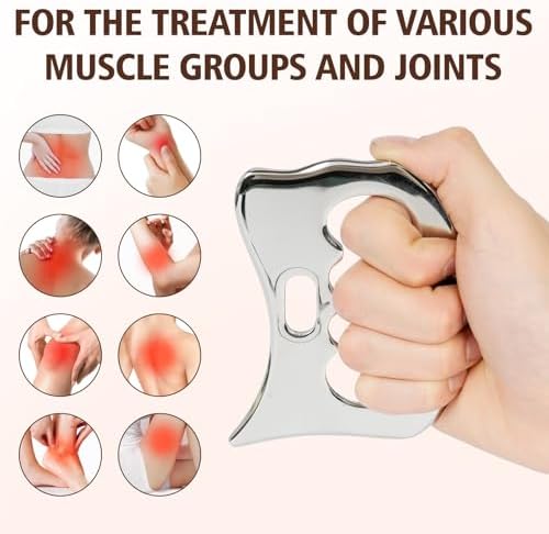 tonchean 8-Piece Muscle Scraper IASTM Tool Set, Gua Sha Scraping Massage Tool Set Stainless Steel Myofascial Release Tool Deep Tissue Massage Tool Set for Reduce Arms, Legs, Back, Shoulder Muscle Pain