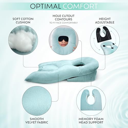 Face Down Pillow After Eye Surgery, BBL Pillow After Surgery for Sleeping, Prone Massage Bed Pillow for Face-Down Position, Bed Massage Support, BBL/Retinal/Vitrectomy Surgery Recovery