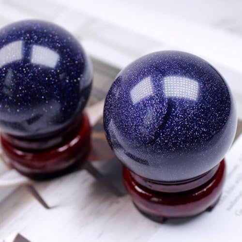 Blue Sandstone Crystal Sphere,Shiny Blue Goldstone Sphere for Home Decoration, Office Decoration,Energy Stone,Crystals Collection and Healing (5.5-6cm/2.16-2.36inch)