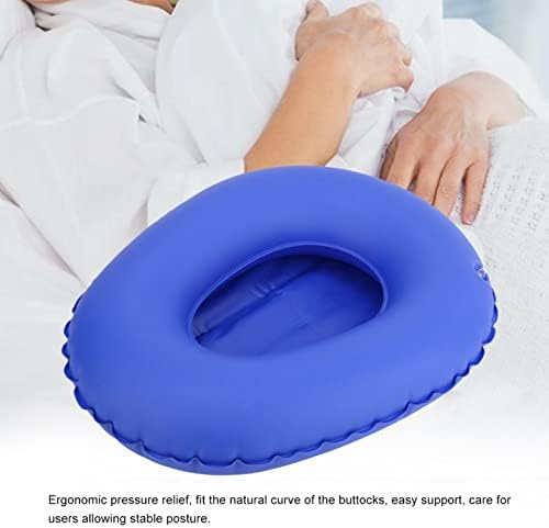 TOPINCN Inflatable Bed Pan, Inflatable Potty Anti Bedsore Toilet Urinal for Elderly Bedridden, Portable Bedpan Inflatable Stool Toilet Nursing Toilet (Blue)