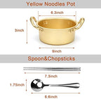 Korean Ramen Cooking Pot, AHIER Korean Ramen Noodle Pot With Lid, Spoon and Chopsticks (1pair), Fast Heating for Kitchen Cookware (Double handle) (6.3in)